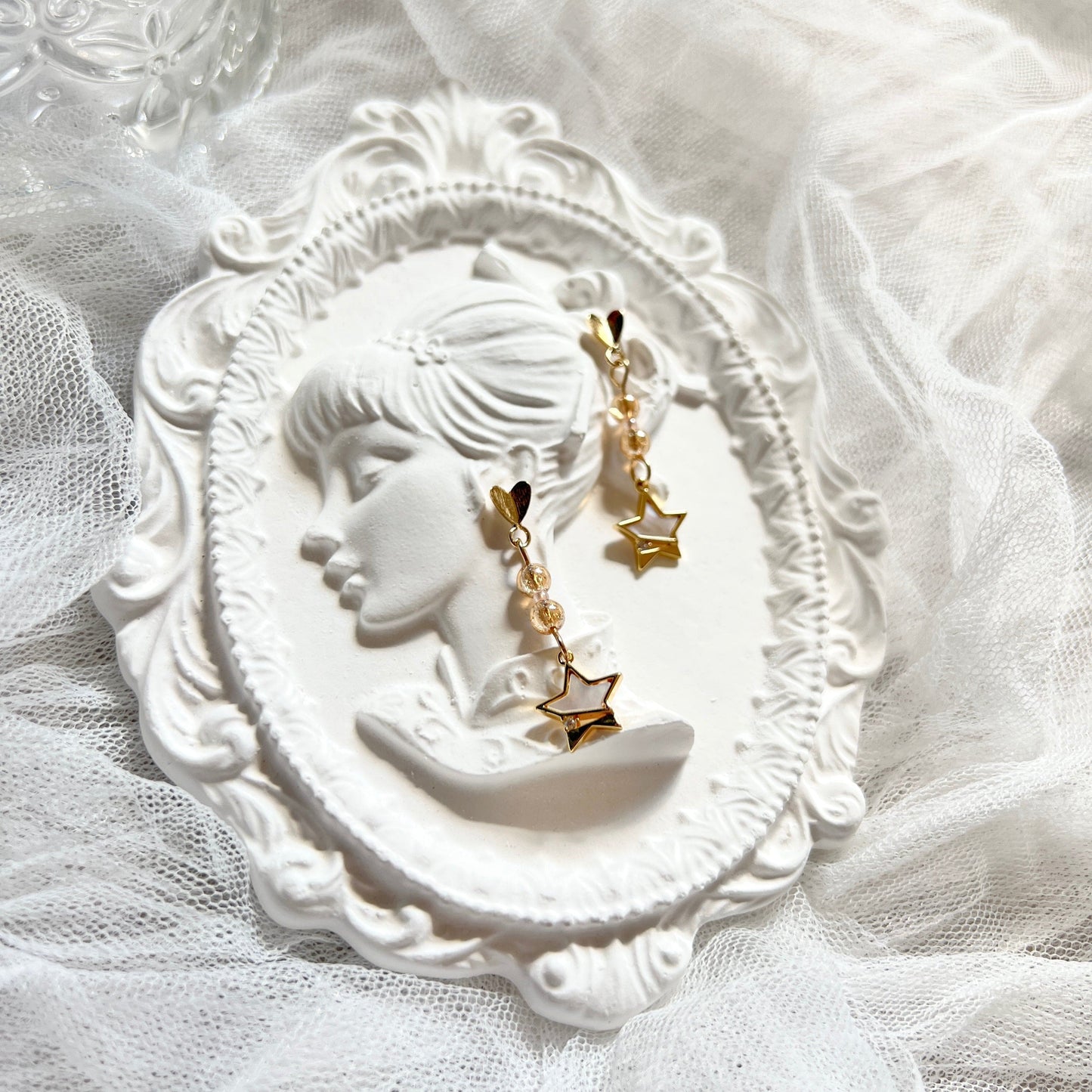 Mermaidland.offical Earrings Heart Shape Shooting Star