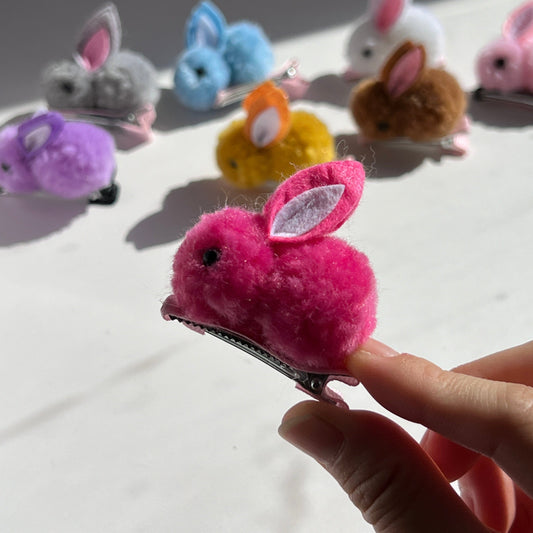 Mermaid Land Official Barrette Hot Pink Bunny Hair Clips