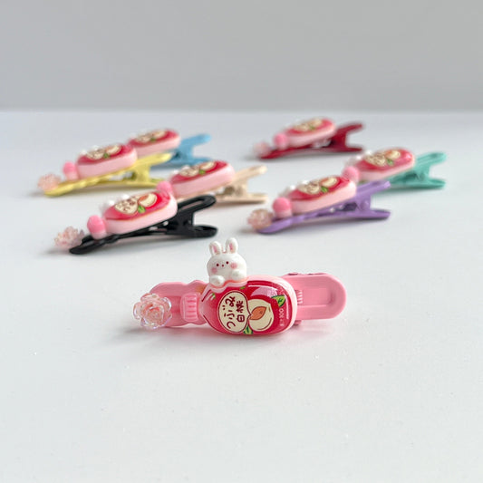 Mermaid Land Official Barrette Pink Kawaii Bunny Soda Clip