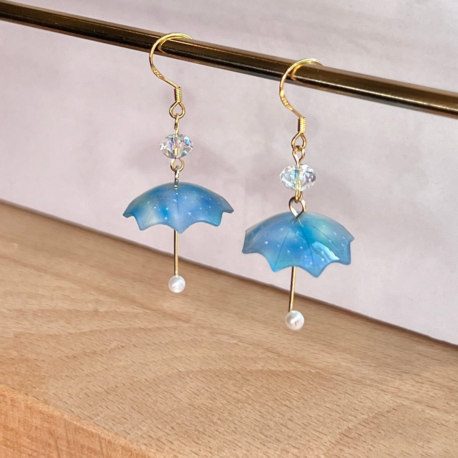 Mermaid Land Official Earrings Blue Crystal Umbrella Earrings