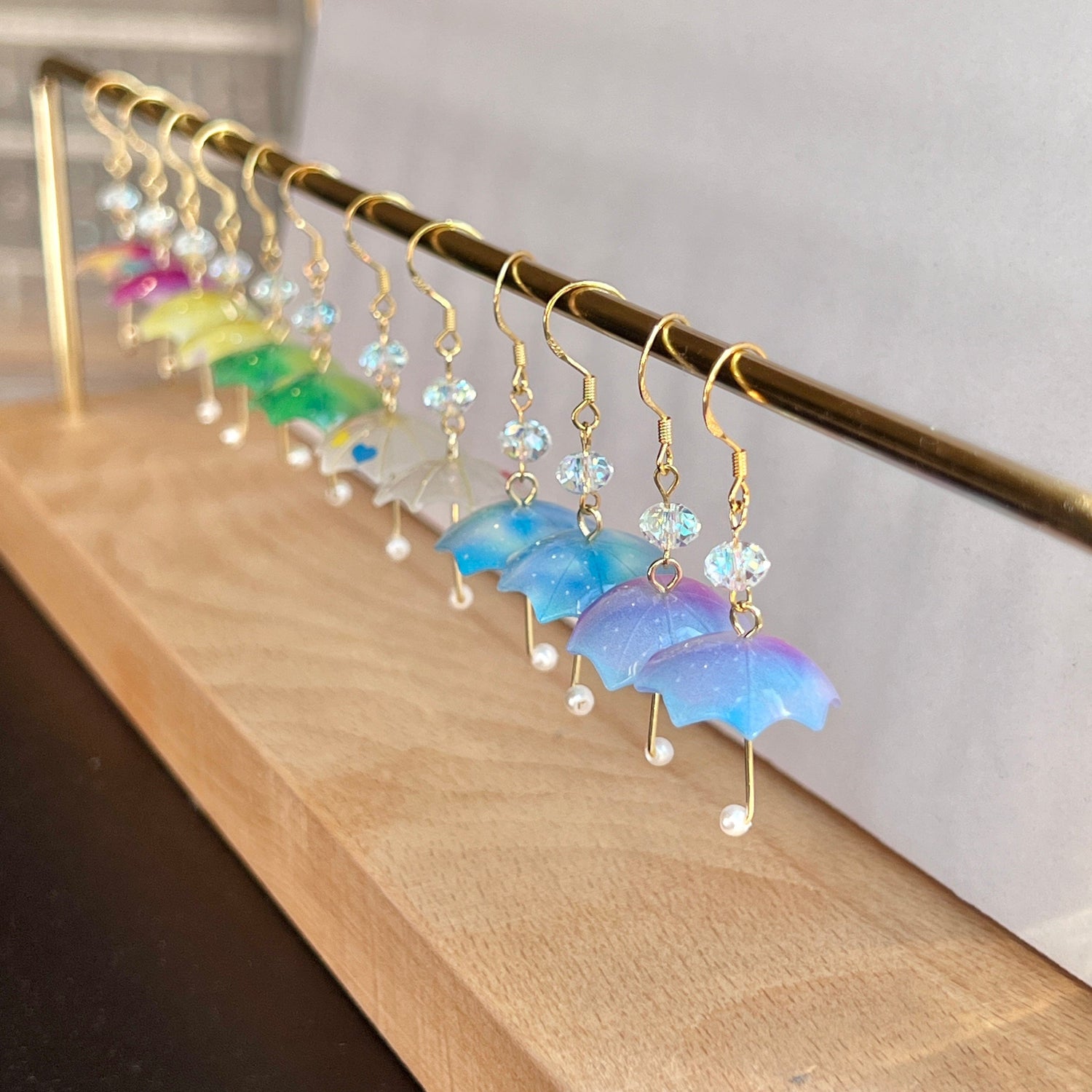 Mermaid Land Official Earrings Crystal Umbrella Earrings