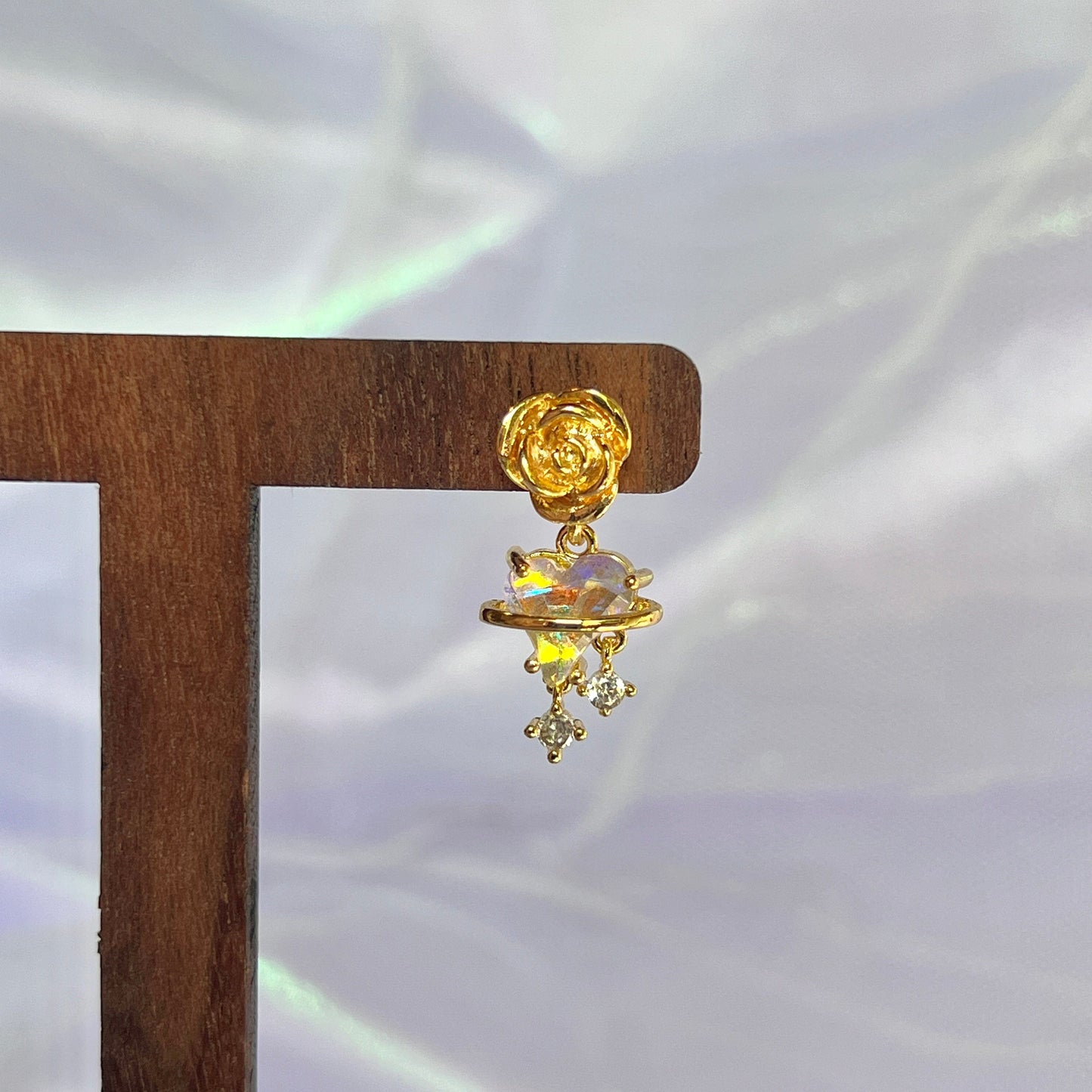 Mermaid Land Official Earrings Gold Rose Heart Star Earrings