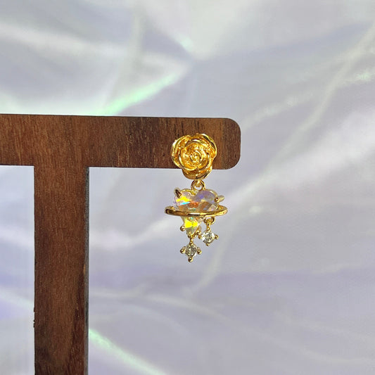 Mermaid Land Official Earrings Gold Rose Heart Star Earrings