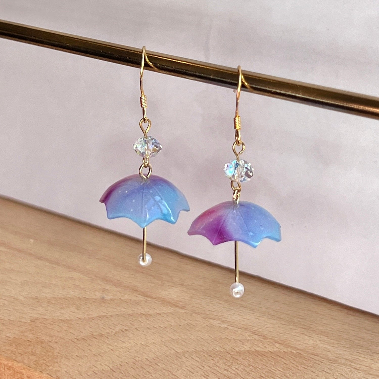 Mermaid Land Official Earrings Purple Crystal Umbrella Earrings