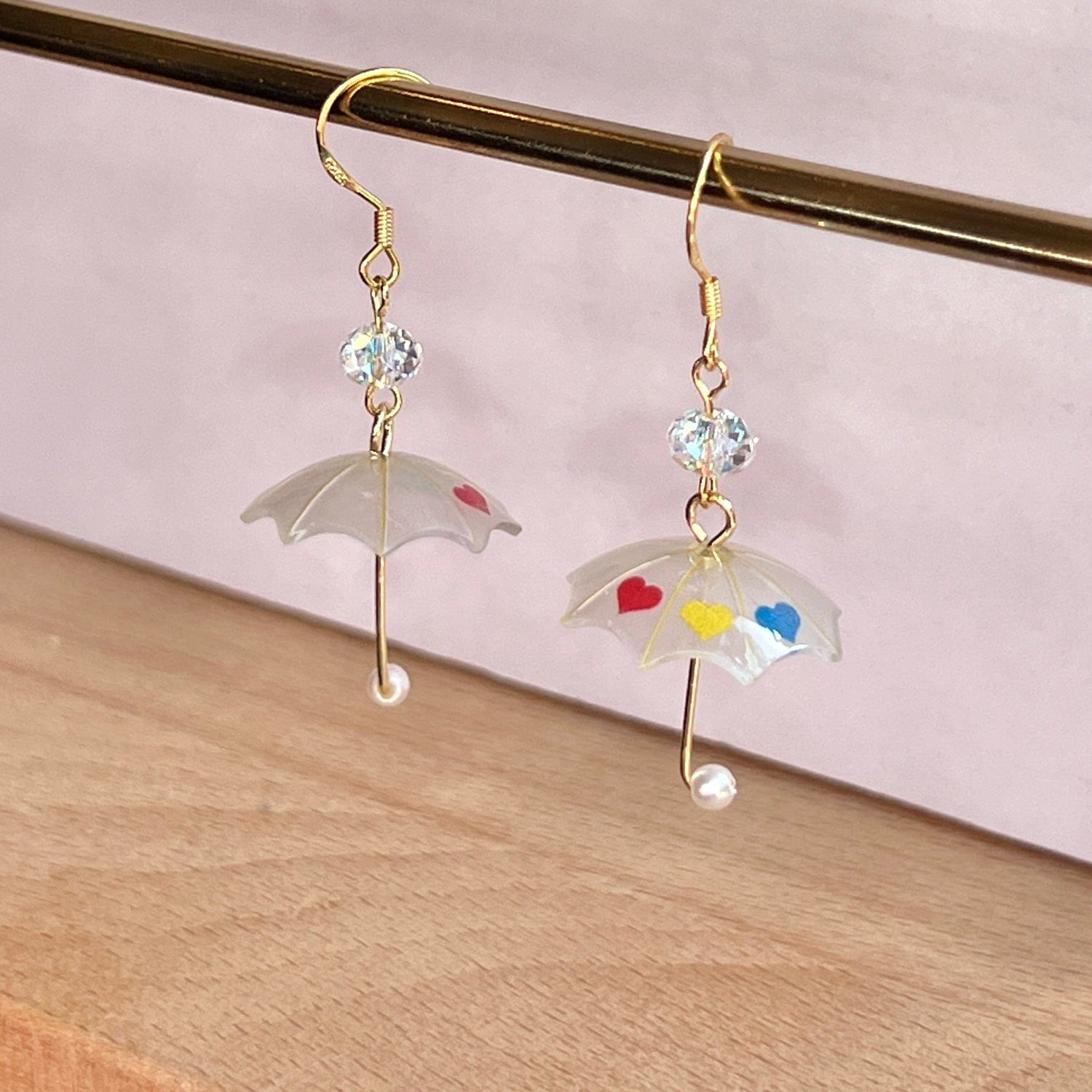 Mermaid Land Official Earrings White Crystal Umbrella Earrings