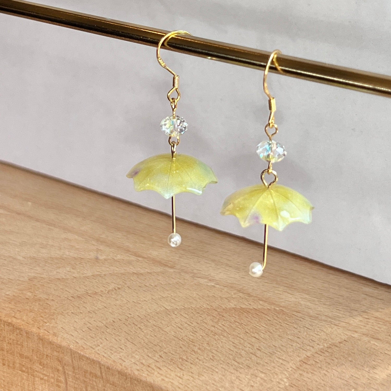 Mermaid Land Official Earrings Yellow Crystal Umbrella Earrings