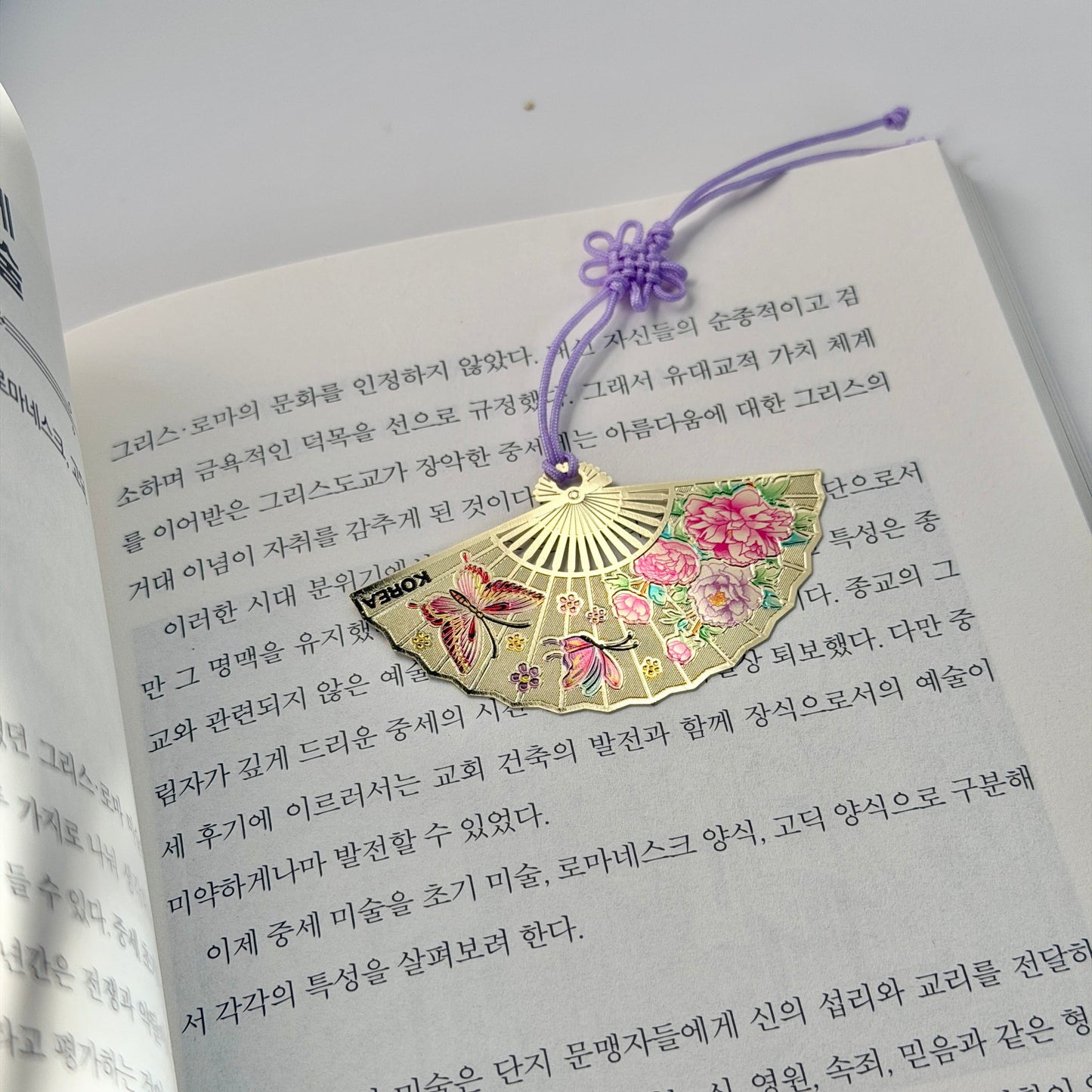 Mermaid Land Official Peony Fan (목단부채) Golden Korean Symbol Bookmarks