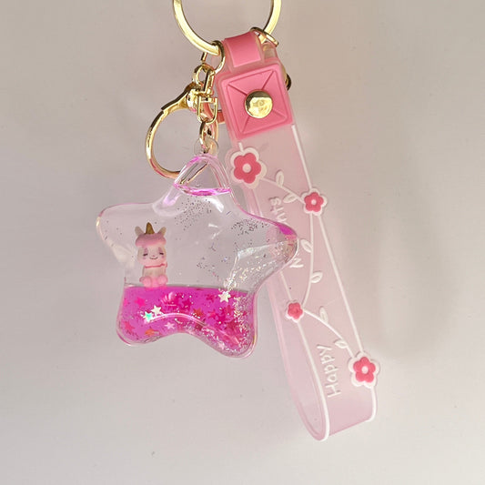 Mermaid Land Official Pink Glitter Unicorn Keychain