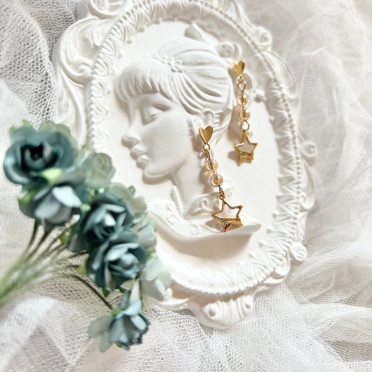 Mermaidland.offical Earrings Heart Shape Shooting Star