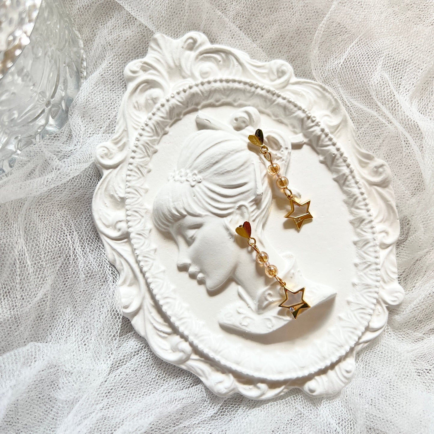 Mermaidland.offical Earrings Heart Shape Shooting Star