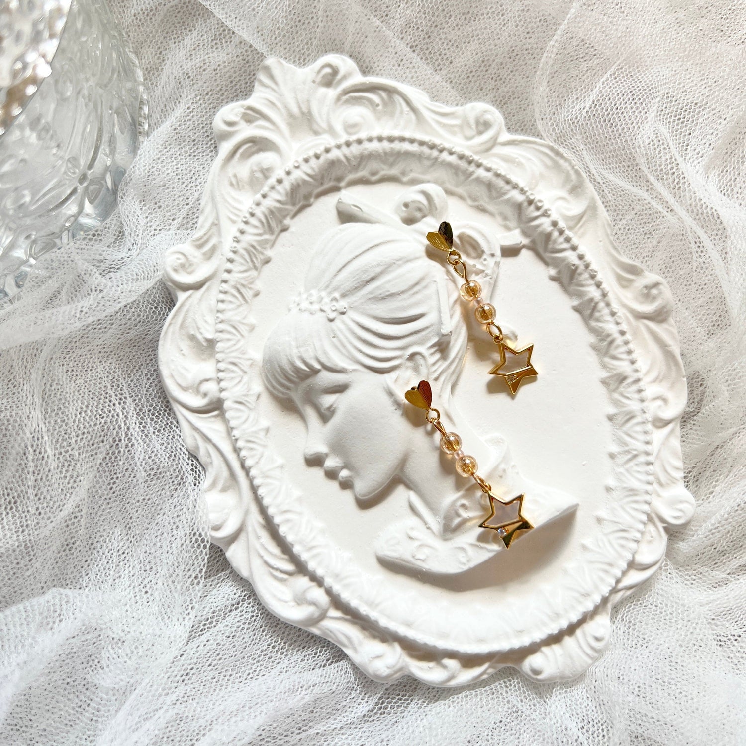 Mermaidland.offical Earrings Heart Shape Shooting Star