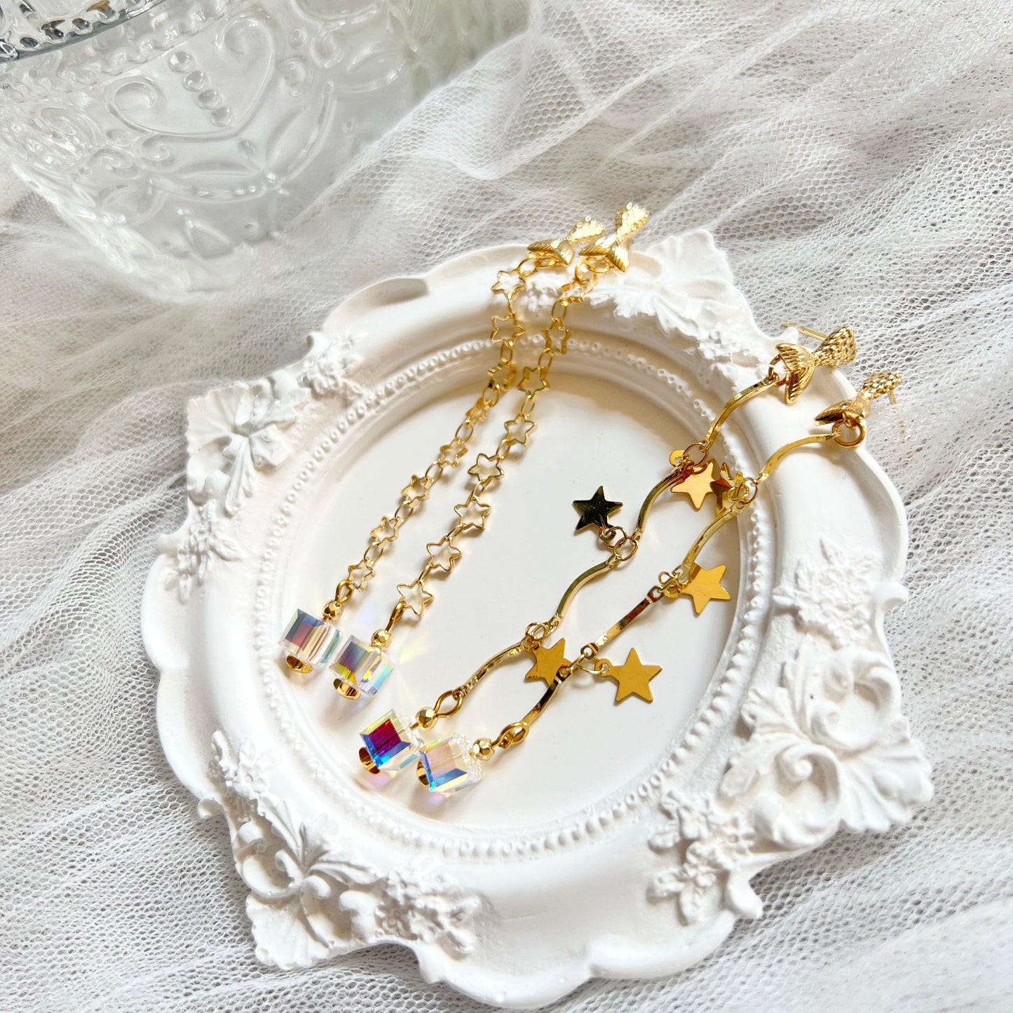 Mermaidland.offical Earrings Mermaid Tail Star With Crystal