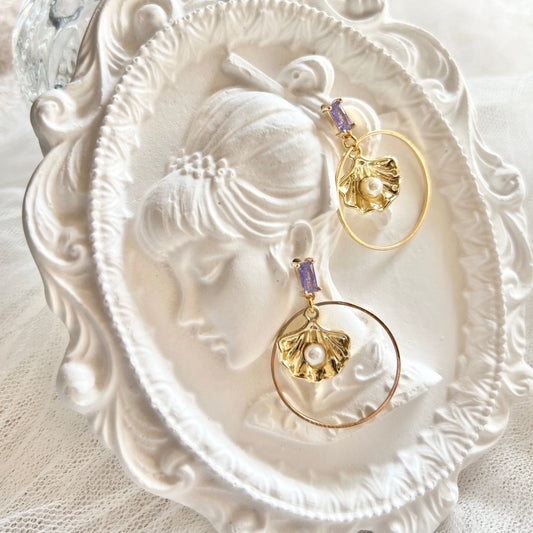 Mermaidland.offical Earrings Shell With Pearl In The Circle