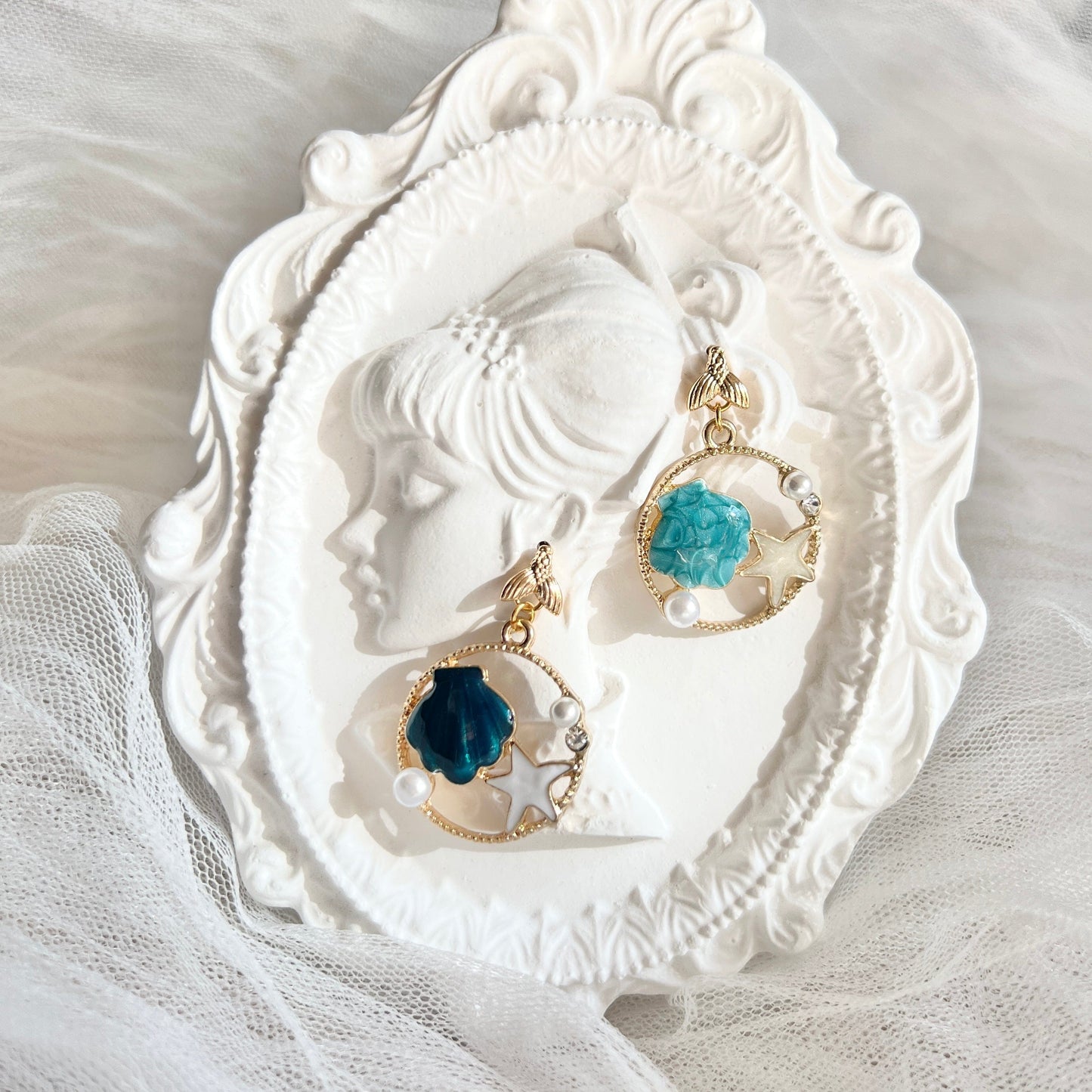 Mermaidland.offical Earrings Tiffany Twin Shell And Starfish