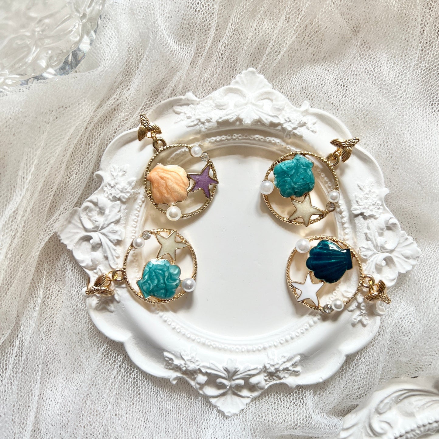 Mermaidland.offical Earrings Twin Shell And Starfish