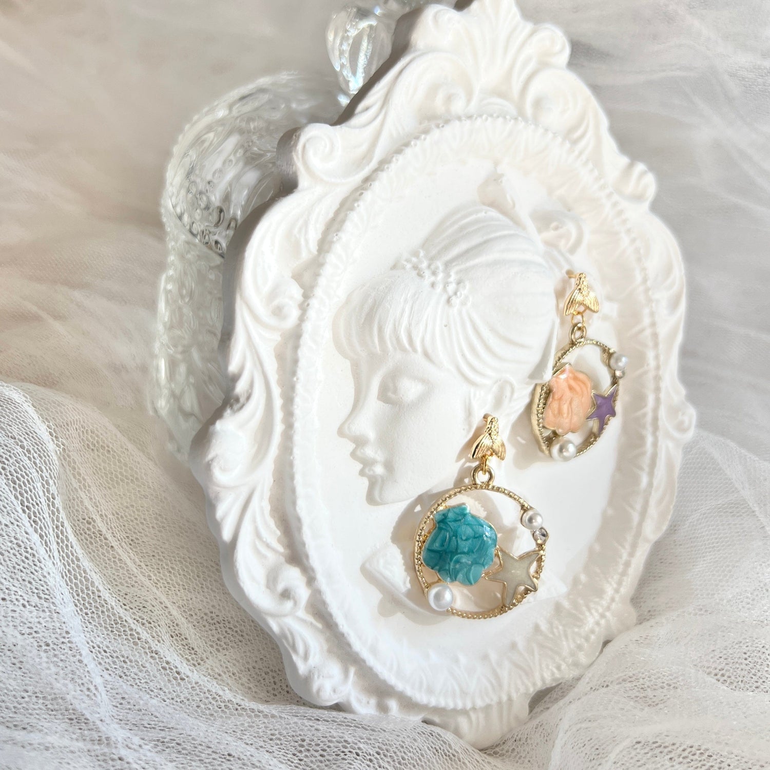 Mermaidland.offical Earrings Twin Shell And Starfish