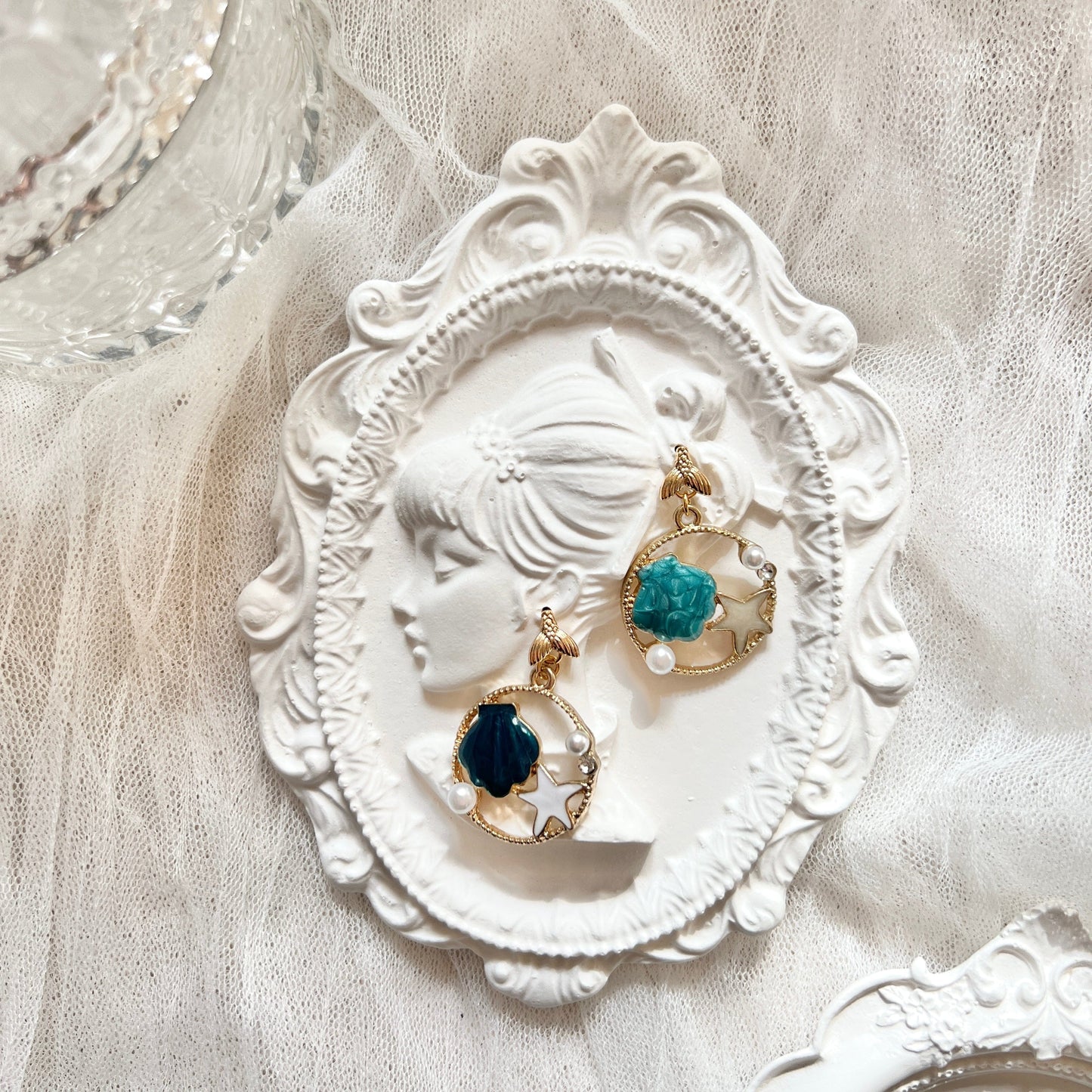 Mermaidland.offical Earrings Twin Shell And Starfish