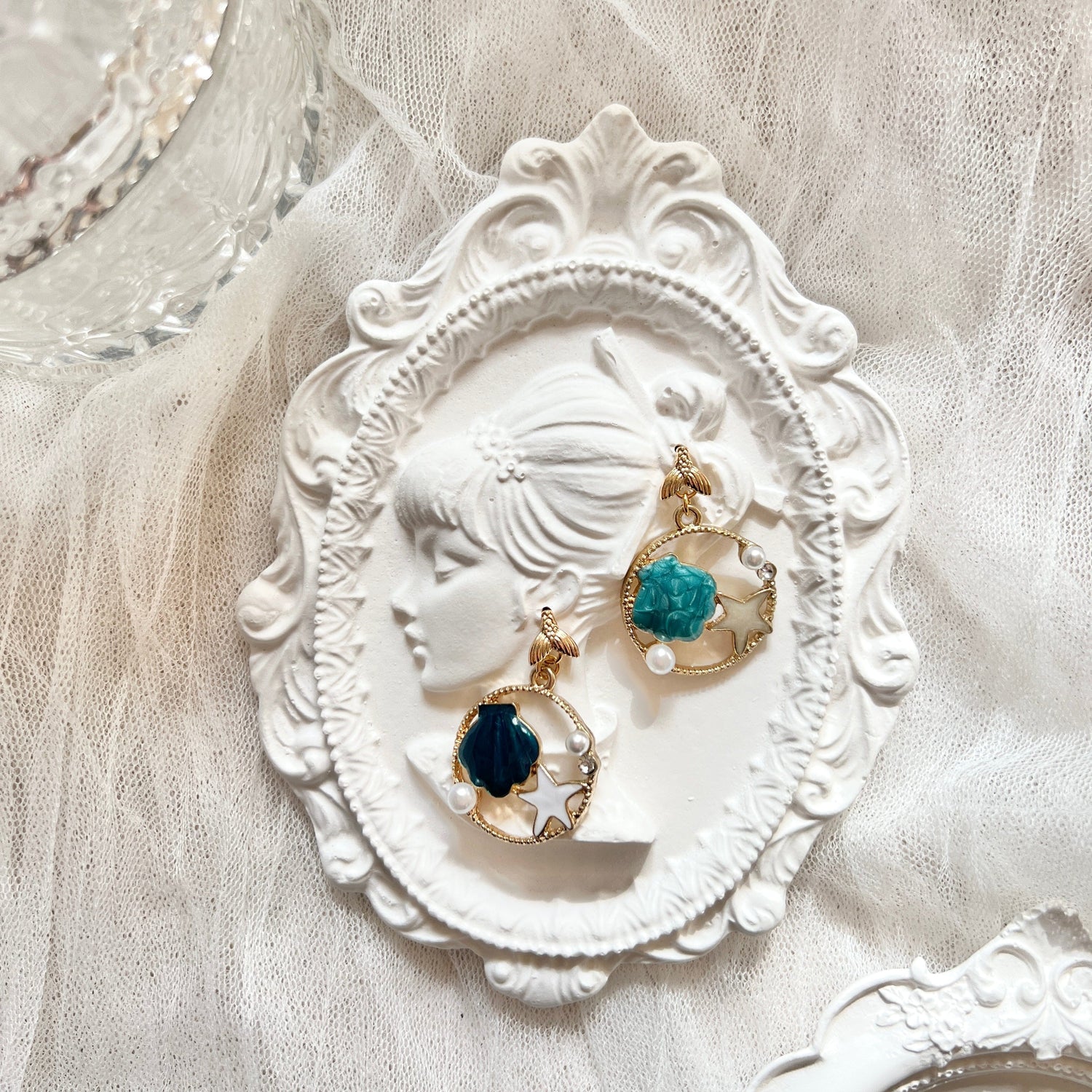 Mermaidland.offical Earrings Twin Shell And Starfish