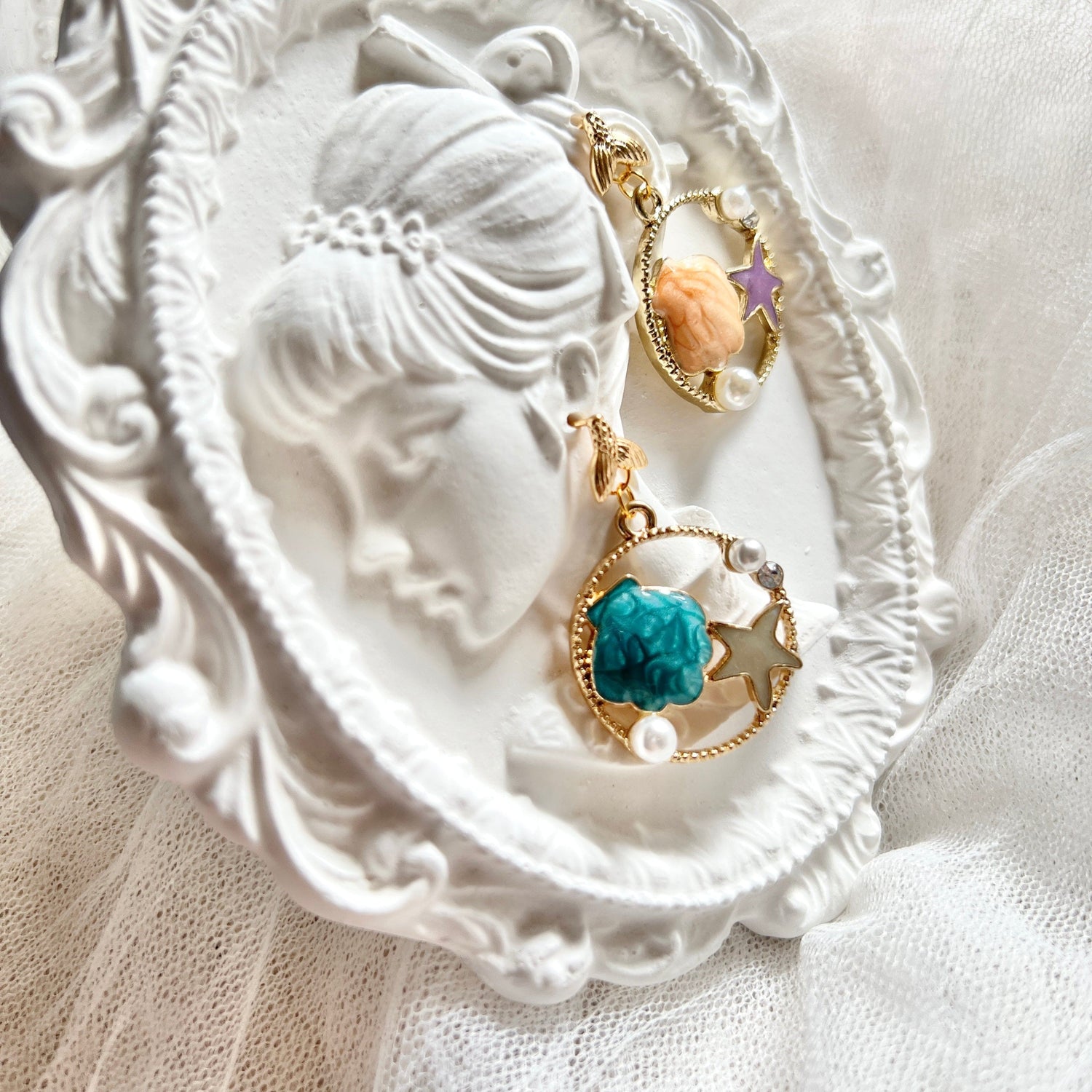 Mermaidland.offical Earrings Twin Shell And Starfish